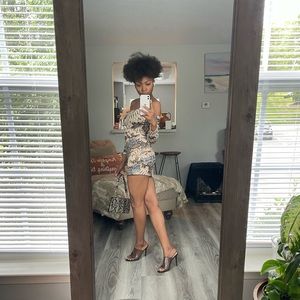 Animal Print Offshoulder Mini Dress